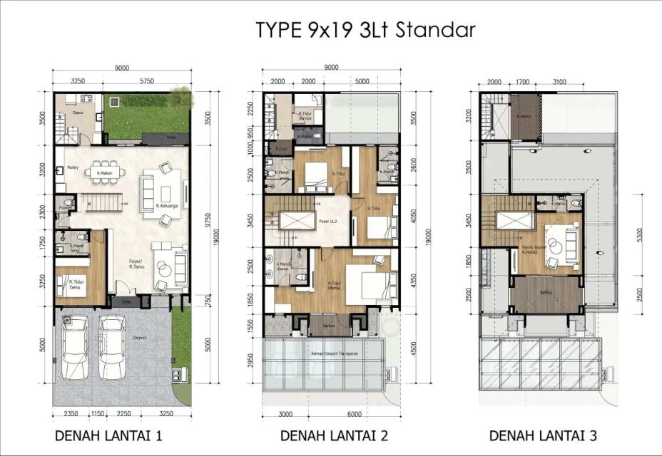 Grand Pasadena Village Type 9 x 19 Standard 3 Lantai